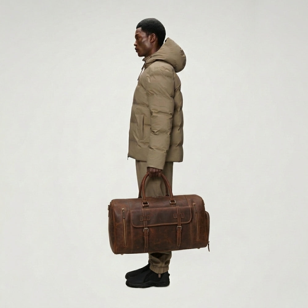 Sac de voyage homme en cuir véritable – Spacieux et élégant