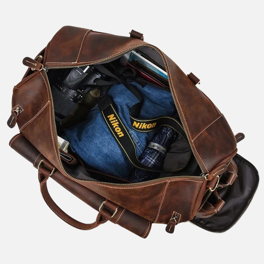 Sac de voyage homme en cuir véritable – Spacieux et élégant