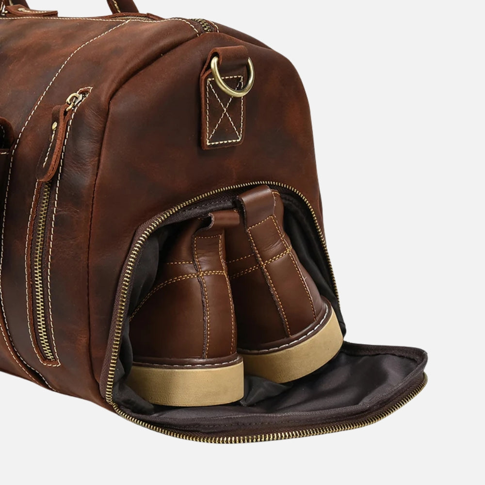 Sac de voyage homme en cuir véritable – Spacieux et élégant