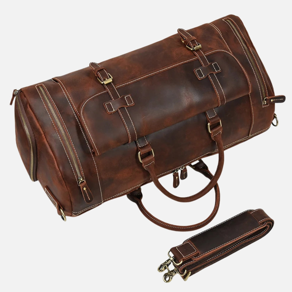 Sac de voyage homme en cuir véritable – Spacieux et élégant