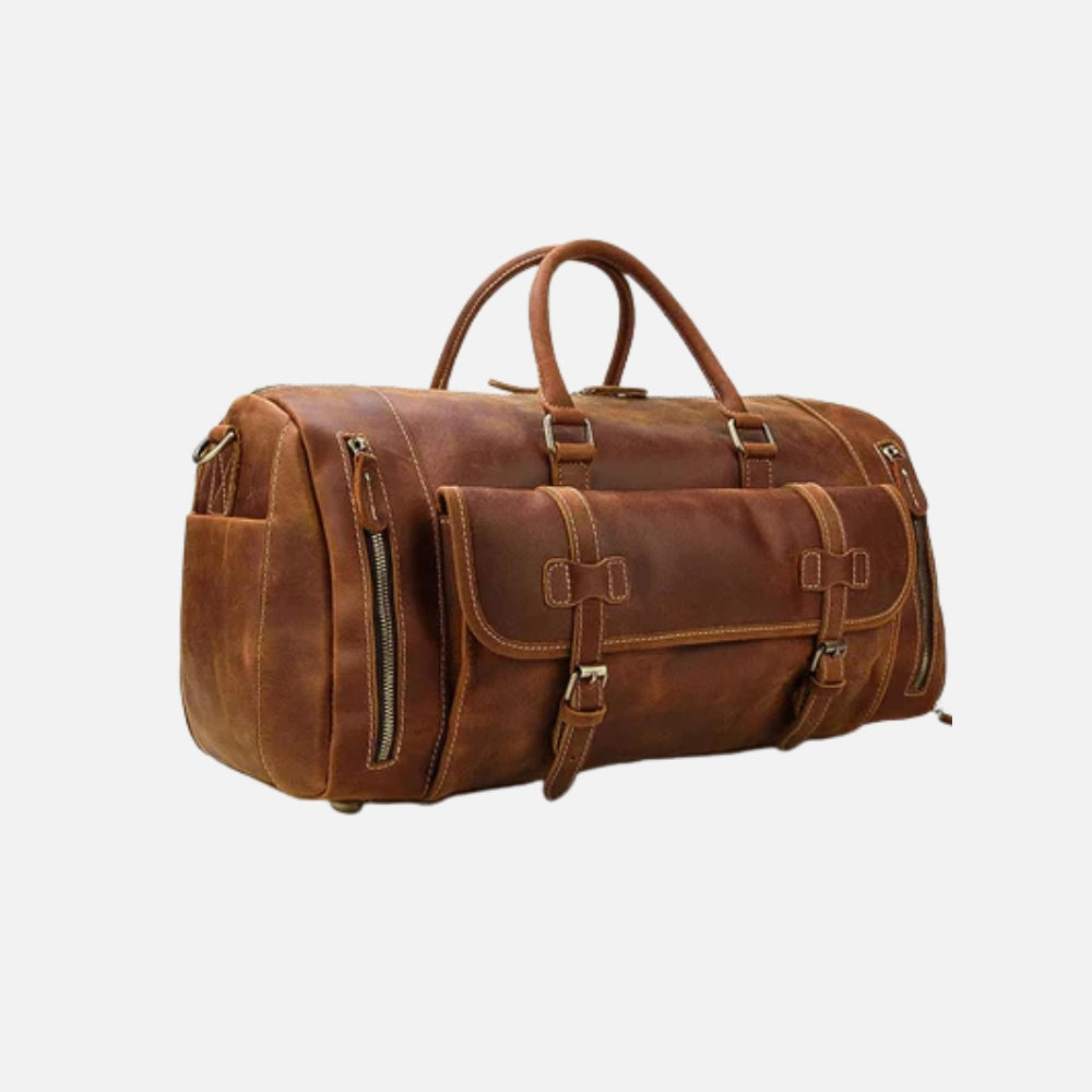 Sac de voyage homme en cuir véritable – Spacieux et élégant