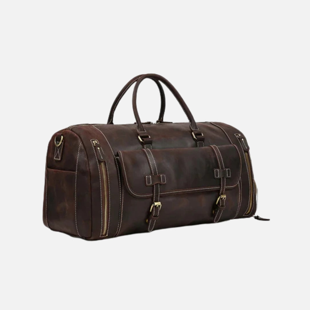 Sac de voyage homme en cuir véritable – Spacieux et élégant