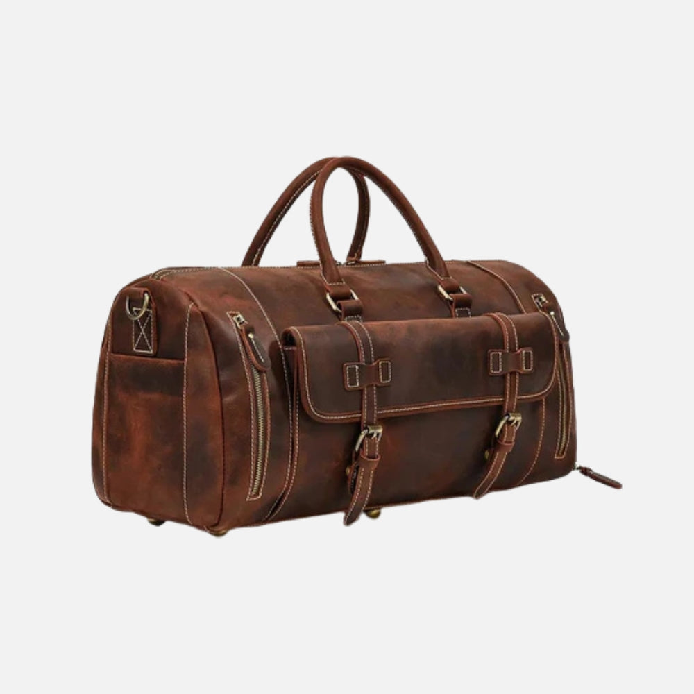 Sac de voyage homme en cuir véritable – Spacieux et élégant