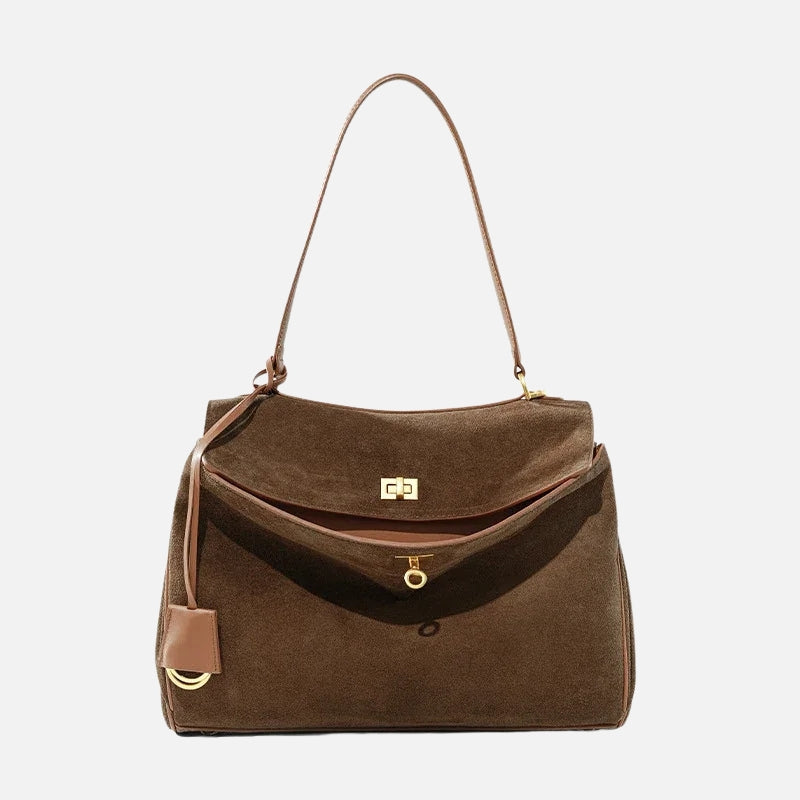 Sac à main en daim marron pour femme