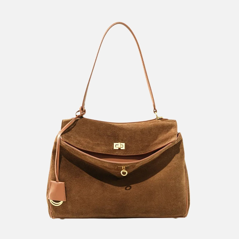 Sac à main en daim marron pour femme
