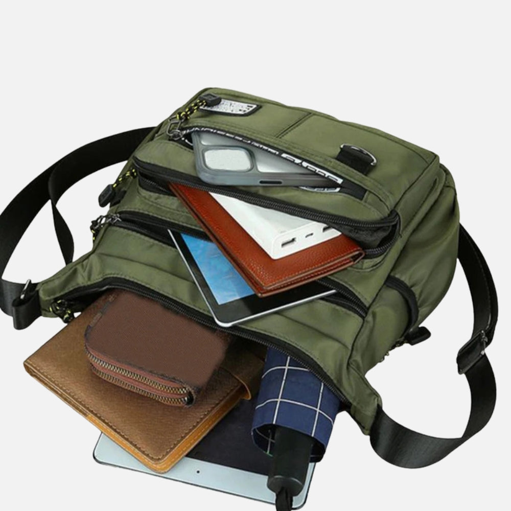 Sacoche homme à bandoulière multi compartiments