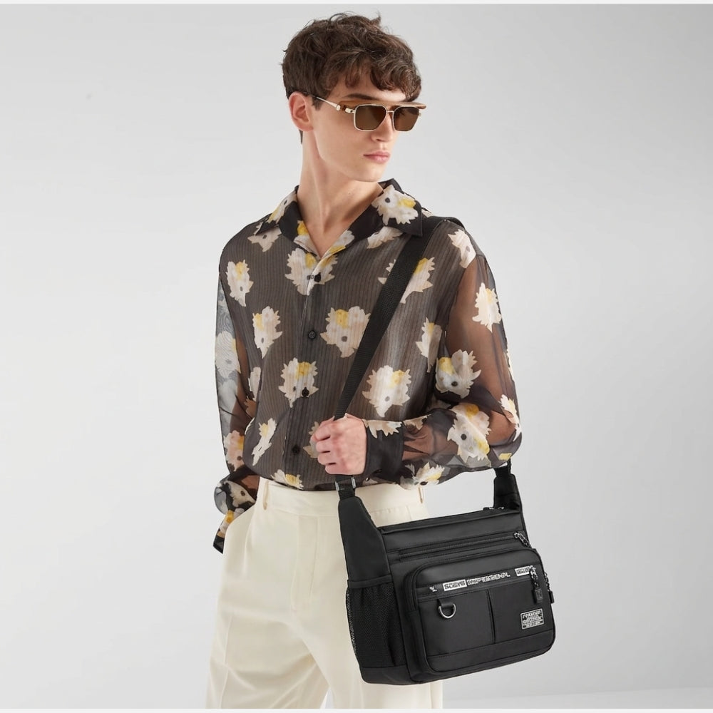 Sacoche homme à bandoulière multi compartiments