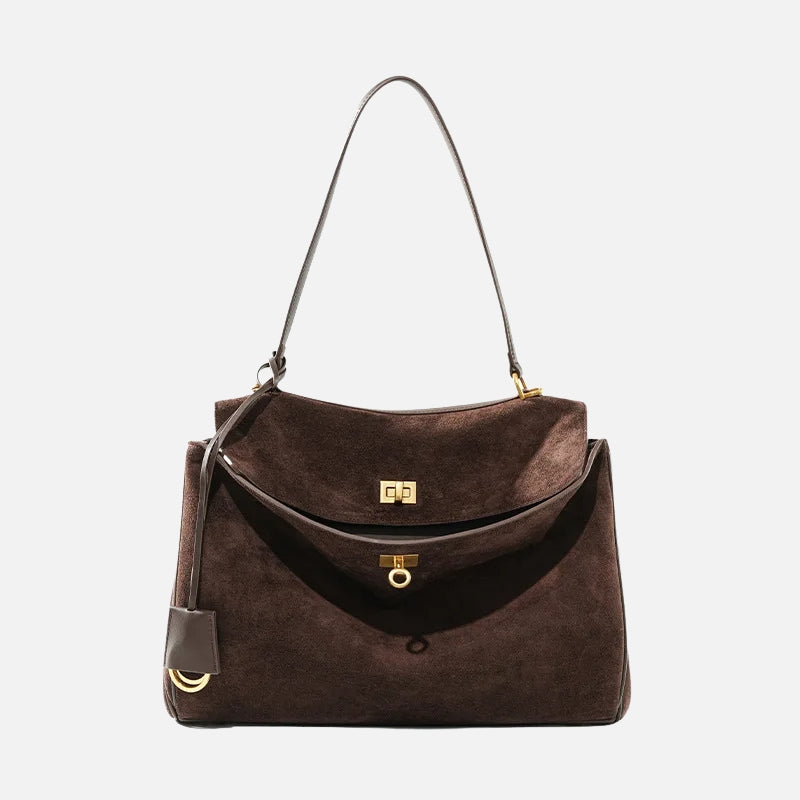 Sac à main en daim marron pour femme