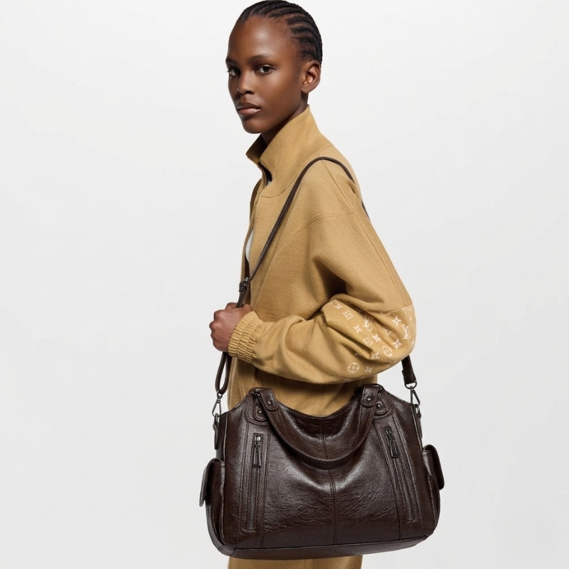 Sac à main avec fermeture éclair et compartiments multiples