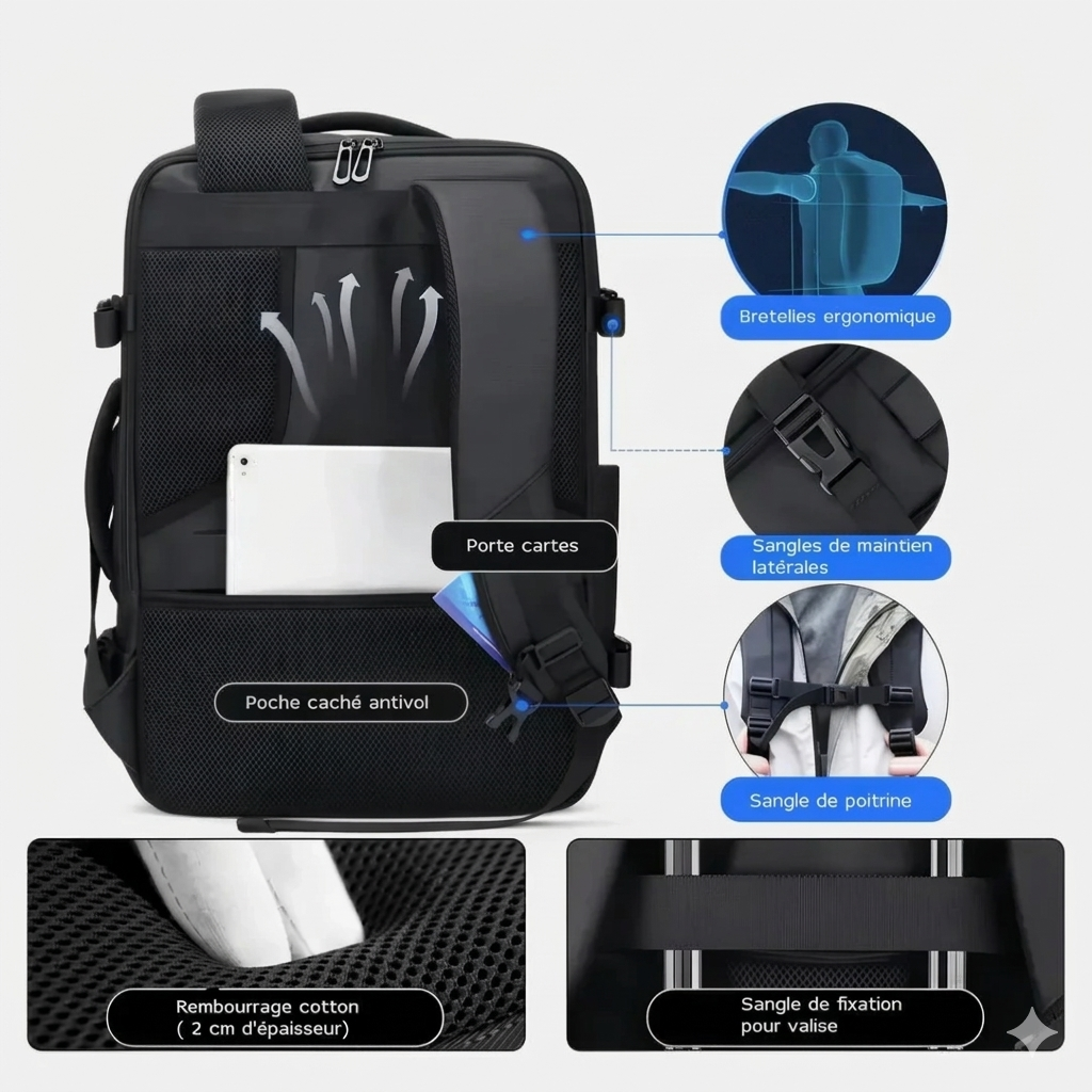 Sac à dos de voyage extensible