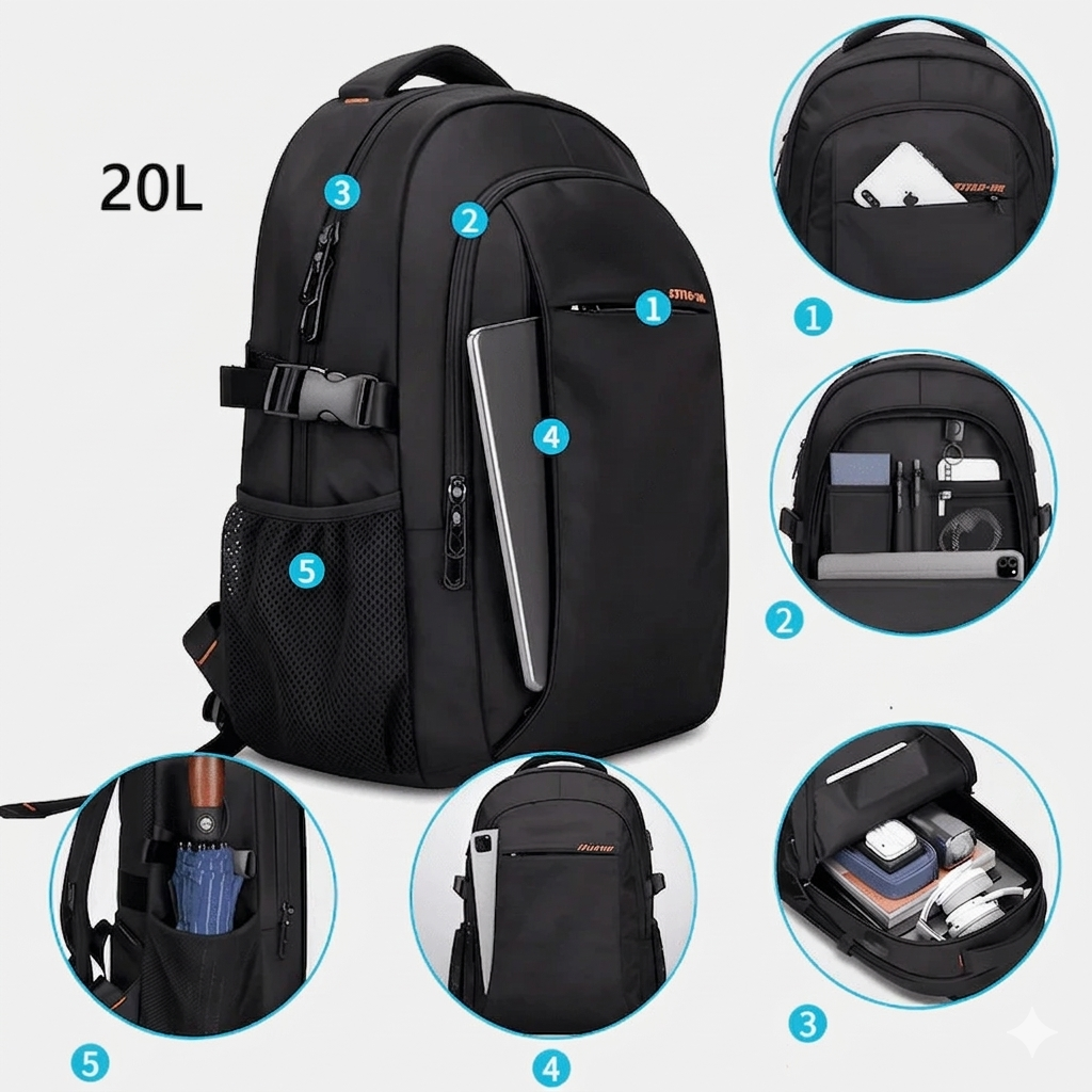 Sac à dos étudiant avec compartiment ordinateur