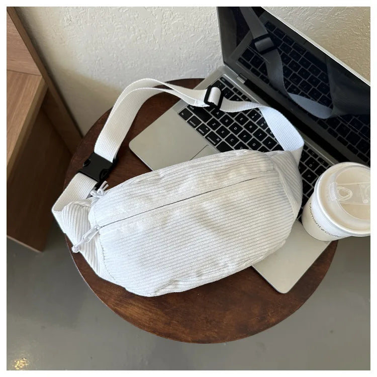 Sacoche banane en velours côtelé pour femme