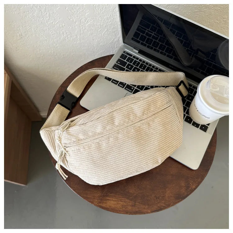 Sacoche banane en velours côtelé pour femme