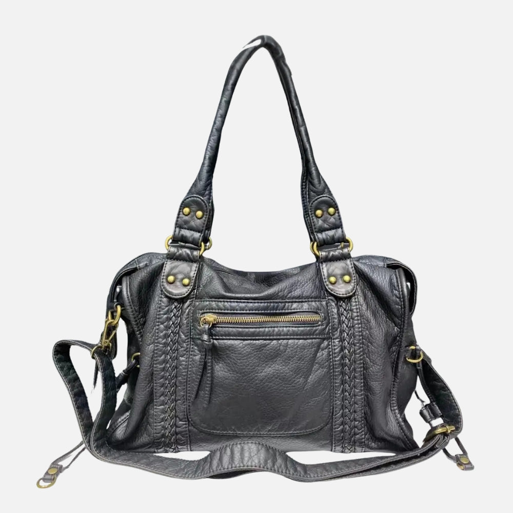 Sac à main bandoulière en cuir noir